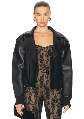 Norma Kamali Mini Moto Jacket in Black - Black. Size S (also in L, M, XS).