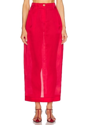 KHAITE Lucian Skirt in Raspberry - Red. Size 4 (also in 6, 10).