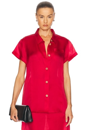 KHAITE Keefe Top in Raspberry - Red. Size S (also in XL).
