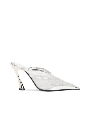 Mugler Mesh Mule in Silver - Metallic Silver. Size 36.5 (also in 38).