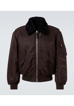 Tom Ford Shearling-trimmed satin bomber jacket