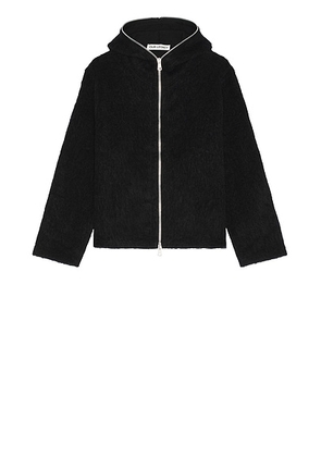 Our Legacy Full Zip Hood in Black Hairy Wool - Black. Size 48 (also in 50, 52).