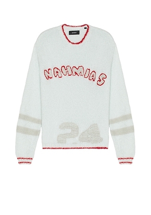 Nahmias Graduation Knit Boxy Crew Neck Sweatshirt in Steel Blue - Slate. Size M (also in ).