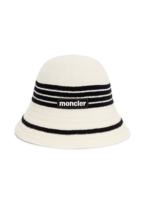 Moncler Terry Bucket Hat in Black & White - Black. Size M (also in S, L).