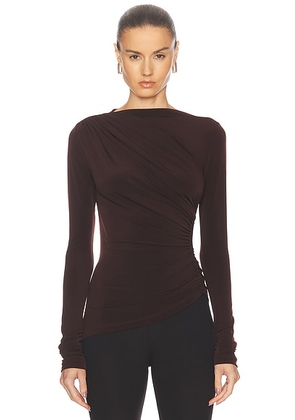 L'Academie by Marianna Tullah Top in Chocolate Brown - Chocolate. Size L (also in XS, XXS, S).