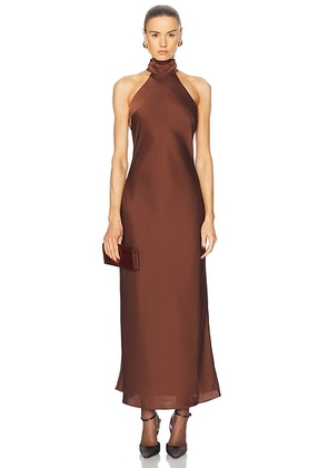NICHOLAS Trina Sleeveless Midi Dress With Foldover Neck in Coffee - Brown. Size 2 (also in ).