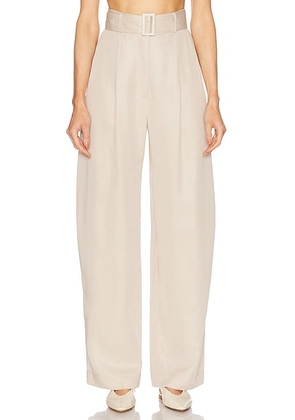MATTHEW BRUCH Pleated Barrel Trouser in Bone Tencel - Ivory. Size 4 (also in 0).