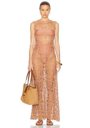 Norma Kamali Sleeveless Swing Maxi Dress in Cappuccino - Taupe. Size M (also in XS, S, L).