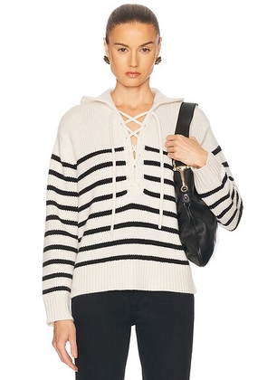 NILI LOTAN Noemi Sweater in Ivory & Black Stripe - White. Size S (also in L).