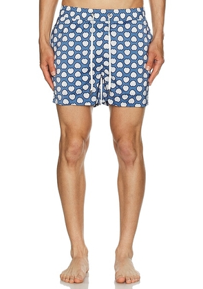 Onia Charles 4 Swim Trunk in Dark Blue Multi - Blue. Size XL/1X (also in S).