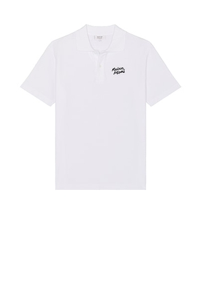 Maison Kitsune Maison Kitsune Handwriting Comfort Polo in White - White. Size L (also in ).