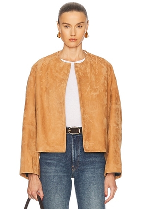 NOUR HAMMOUR Mira Jacket in Beige Suede - Brown. Size 38 (also in 36, 40, 42).