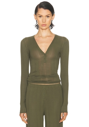 Negative Underwear Whipped Henley in Moss - Olive. Size L (also in XL/1X).