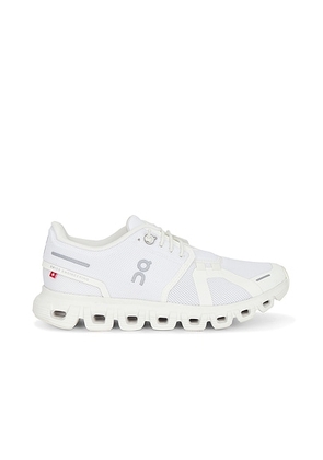 On Cloud 6 Sneaker in White - White. Size 5 (also in 10, 6, 6.5, 7, 7.5, 8, 8.5, 9, 9.5).