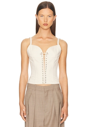 Ludovic de Saint Sernin Cleavage Bustier Top in White Optical - Cream. Size M (also in XS, S, L).