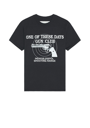 ONE OF THESE DAYS Gun Club Tee in Washed Black - Black. Size S (also in M).