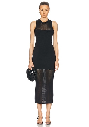 MATTHEW BRUCH Knit Mesh Cargo Tank Midi Dress in Black Knit - Black. Size M (also in L, S).