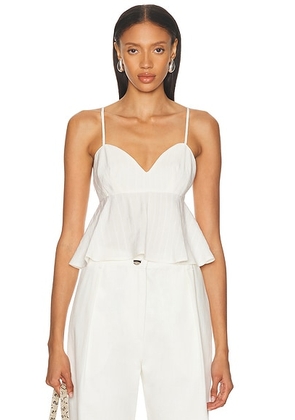 MATTHEW BRUCH Sweet Heart Crop Top in White Stripe - White. Size 2 (also in 0, 4, 6).