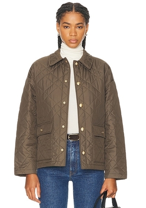 NILI LOTAN Helah Quilted Parka Jacket in Army Green - Army. Size M (also in L).