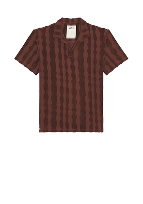OAS Totem Polo Terry Shirt in Brown - Red. Size S (also in XL/1X).