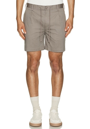 Onia Garment Dye Cotton Drawstring Shorts in Cinder - Taupe. Size 33 (also in 32, 34).