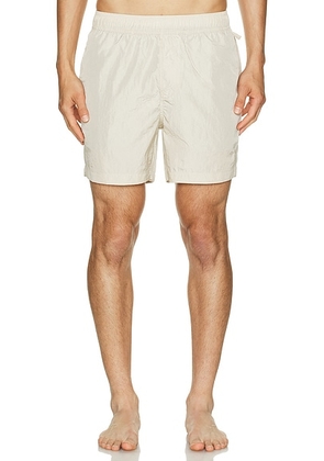 Onia Nylon Crinkle 5 Swim Trunk in Stone - Light Grey. Size S (also in L).