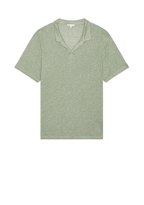 Onia Shaun Linen Polo in Sage - Sage. Size M (also in L, XL/1X).