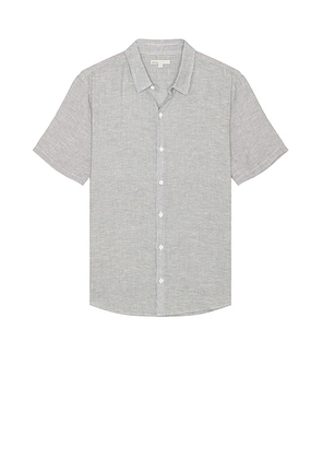 Onia Jack Air Linen Shirt in Deep Navy & White - Grey. Size S (also in M, XL/1X).