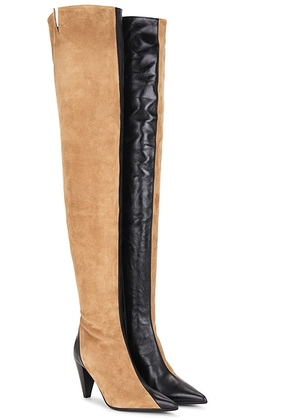KHAITE Harvey Over The Knee Boot in Tabacco & Black - Brown,Black. Size 38 (also in 39, 41).