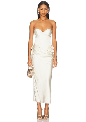 LPA Ilaria Corset Midi Dress in Ivory - Ivory. Size L (also in M, S, XS, XXS).