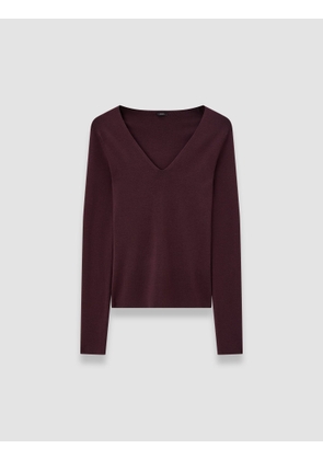 Silk Stretch V Neck Top - S