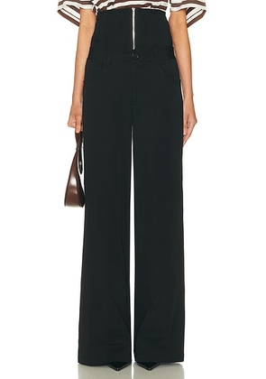 Monse Corseted Wide Leg Trouser in Black - Black. Size 8 (also in 2, 4).