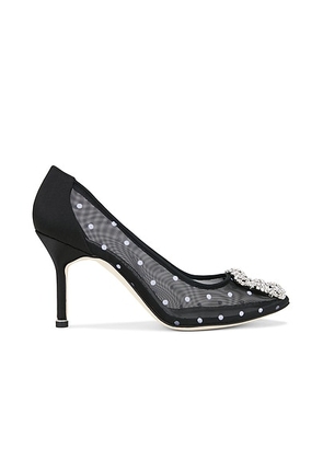 Manolo Blahnik Hangisi 90 Pump in Yoth & Black - Black. Size 39 (also in ).