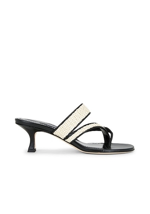 Manolo Blahnik Susa 50 Sandal in Light Khaki & Black - Cream. Size 40 (also in 41).