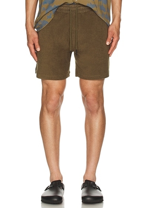 OAS Pine Terry Shorts in Green - Olive. Size XL/1X (also in S).