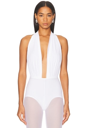 Norma Kamali Halter Bodysuit in Snow White - White. Size M (also in S, L, XL).