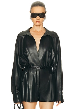 Norma Kamali Super Oversized Boyfriend Bodysuit in Black - Black. Size M (also in S, L).