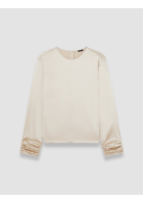 Anna Ruched Silk Satin Blouse - 34