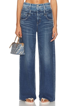 Moussy Vintage Bogota Double Belt Jeans in Blue - Blue. Size 26 (also in 27, 28, 29, 30, 32).