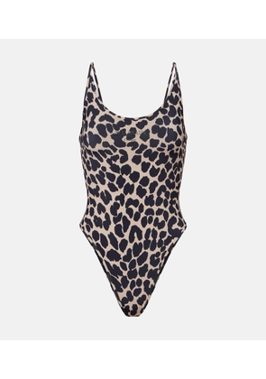 Balmain Cutout leopard-print swimsuit