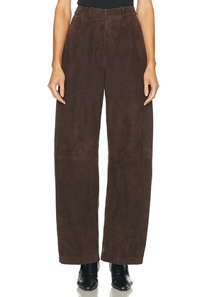 NOUR HAMMOUR Barrel Suede Pant in Mocha - Brown. Size 36 (also in ).