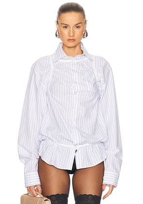 Maison Margiela Long Sleeve Shirt in White & Light Blue - White. Size 38 (also in 36, 42).