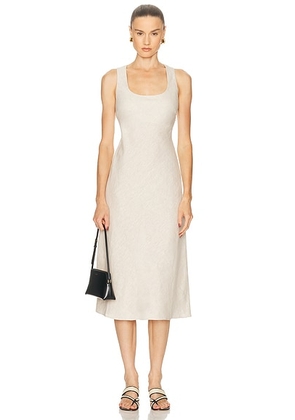 L'Academie by Marianna Eula Linen Midi Dress in Natural Beige - Beige. Size M (also in XS, XXS, XL).