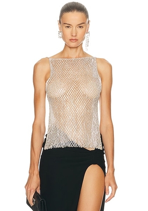 MAY MASHIAH Alice Top in Silver - Metallic Silver. Size XS (also in S, M).