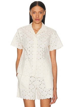 Moncler Button Up Top in White - White. Size 42 (also in 40, 44).