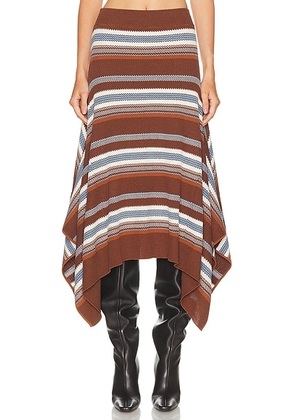 Monse Striped Jacquard Cascade Midi Skirt in Brown Multi - Brown. Size M (also in ).