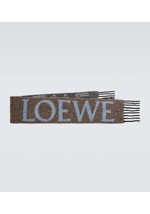 Loewe Fringed logo alpaca and wool-blend scarf