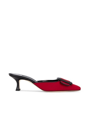 Manolo Blahnik Maysalebi 50 Mule in Dark Red & Black - Red. Size 37 (also in 36, 37.5, 38, 40).