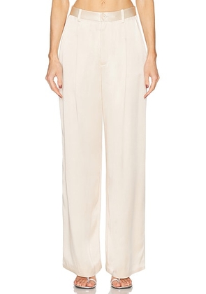 Lapointe Satin Relaxed Pleated Pant in Ecru - Ivory. Size 6 (also in ).