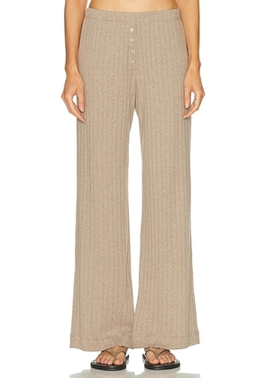 LESET Pointelle Boxer Pant in Beige Melange - Beige. Size XS (also in L).